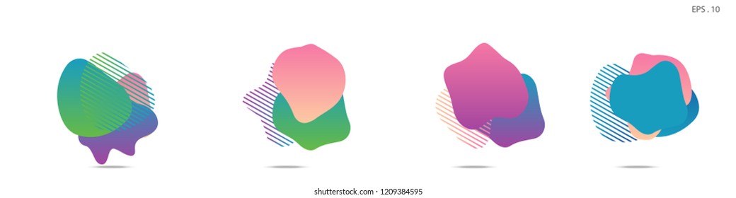 Set of abstract modern graphic elements. Dynamical colored forms and line. Gradient abstract banners with flowing liquid shapes. Template for the design of a logo,flyer or presentation. Vector Fluid.