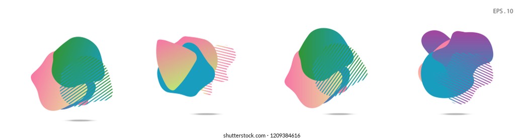 Set of abstract modern graphic elements. Dynamical colored forms and line. Gradient abstract banners with flowing liquid shapes. Template for the design of a logo,flyer or presentation. Vector Fluid.