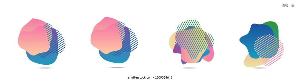 Set of abstract modern graphic elements. Dynamical colored forms and line. Gradient abstract banners with flowing liquid shapes. Template for the design of a logo,flyer or presentation. Vector Fluid.