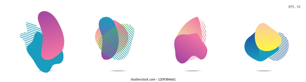 Set of abstract modern graphic elements. Dynamical colored forms and line. Gradient abstract banners with flowing liquid shapes. Template for the design of a logo,flyer or presentation. Vector Fluid.