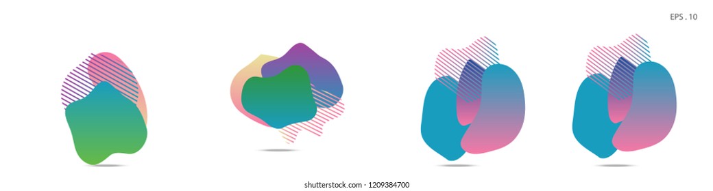 Set of abstract modern graphic elements. Dynamical colored forms and line. Gradient abstract banners with flowing liquid shapes. Template for the design of a logo,flyer or presentation. Vector Fluid.