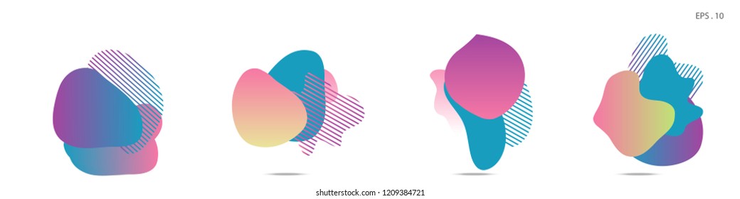 Set of abstract modern graphic elements. Dynamical colored forms and line. Gradient abstract banners with flowing liquid shapes. Template for the design of a logo,flyer or presentation. Vector Fluid.