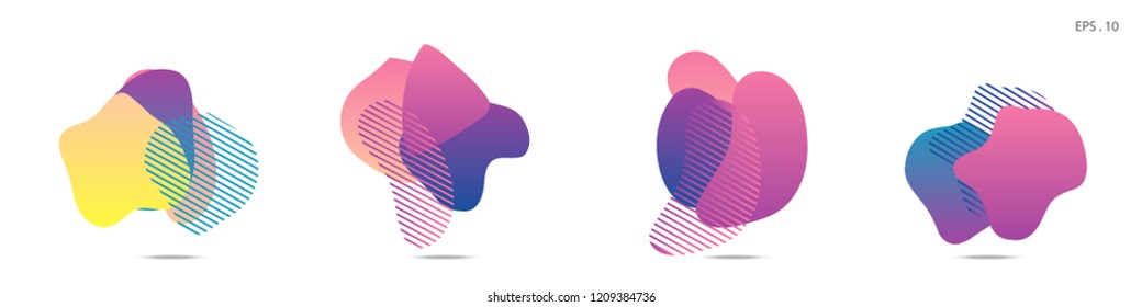 Set of abstract modern graphic elements. Dynamical colored forms and line. Gradient abstract banners with flowing liquid shapes. Template for the design of a logo,flyer or presentation. Vector Fluid.
