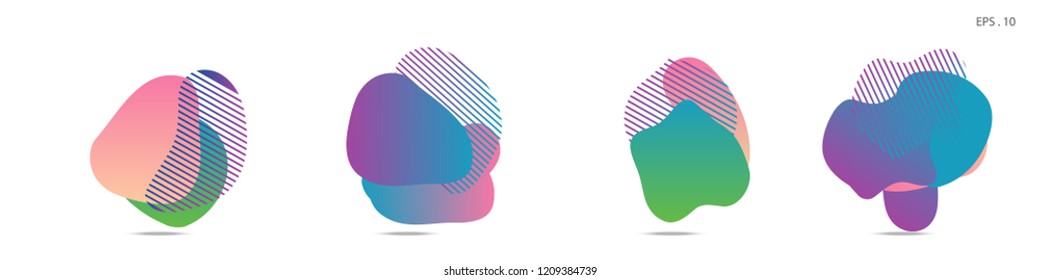 Set of abstract modern graphic elements. Dynamical colored forms and line. Gradient abstract banners with flowing liquid shapes. Template for the design of a logo,flyer or presentation. Vector Fluid.