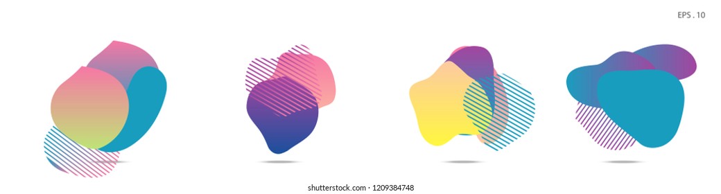 Set of abstract modern graphic elements. Dynamical colored forms and line. Gradient abstract banners with flowing liquid shapes. Template for the design of a logo,flyer or presentation. Vector Fluid.