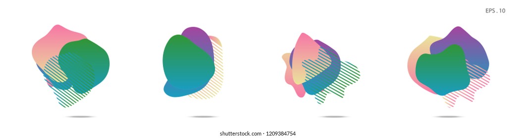 Set of abstract modern graphic elements. Dynamical colored forms and line. Gradient abstract banners with flowing liquid shapes. Template for the design of a logo,flyer or presentation. Vector Fluid.