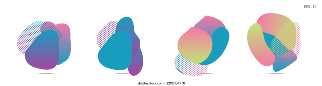 Set of abstract modern graphic elements. Dynamical colored forms and line. Gradient abstract banners with flowing liquid shapes. Template for the design of a logo,flyer or presentation. Vector Fluid.