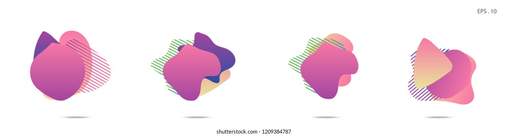 Set of abstract modern graphic elements. Dynamical colored forms and line. Gradient abstract banners with flowing liquid shapes. Template for the design of a logo,flyer or presentation. Vector Fluid.