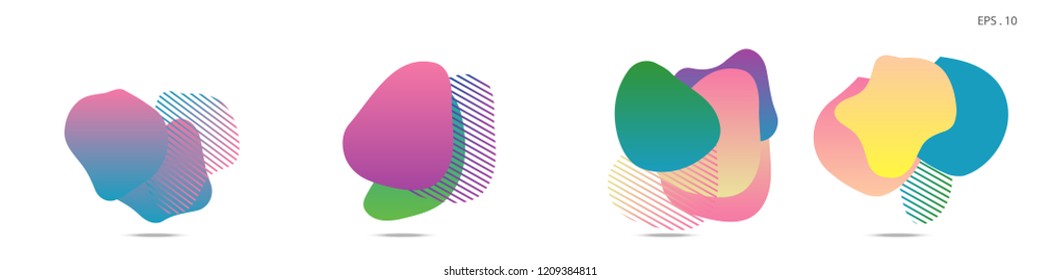 Set of abstract modern graphic elements. Dynamical colored forms and line. Gradient abstract banners with flowing liquid shapes. Template for the design of a logo,flyer or presentation. Vector Fluid.