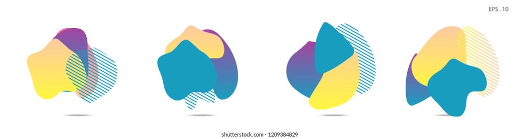 Set of abstract modern graphic elements. Dynamical colored forms and line. Gradient abstract banners with flowing liquid shapes. Template for the design of a logo,flyer or presentation. Vector Fluid.