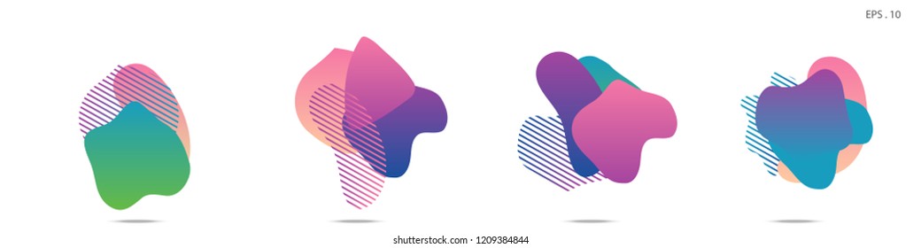 Set of abstract modern graphic elements. Dynamical colored forms and line. Gradient abstract banners with flowing liquid shapes. Template for the design of a logo,flyer or presentation. Vector Fluid.