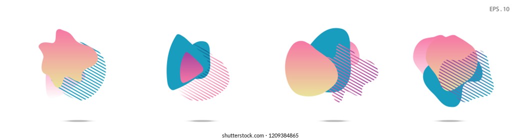 Set of abstract modern graphic elements. Dynamical colored forms and line. Gradient abstract banners with flowing liquid shapes. Template for the design of a logo,flyer or presentation. Vector Fluid.