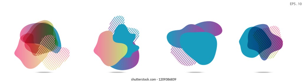 Set of abstract modern graphic elements. Dynamical colored forms and line. Gradient abstract banners with flowing liquid shapes. Template for the design of a logo,flyer or presentation. Vector Fluid.