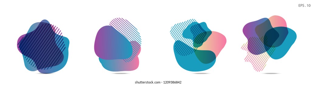 Set of abstract modern graphic elements. Dynamical colored forms and line. Gradient abstract banners with flowing liquid shapes. Template for the design of a logo,flyer or presentation. Vector Fluid.