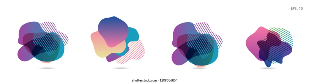 Set of abstract modern graphic elements. Dynamical colored forms and line. Gradient abstract banners with flowing liquid shapes. Template for the design of a logo,flyer or presentation. Vector Fluid.