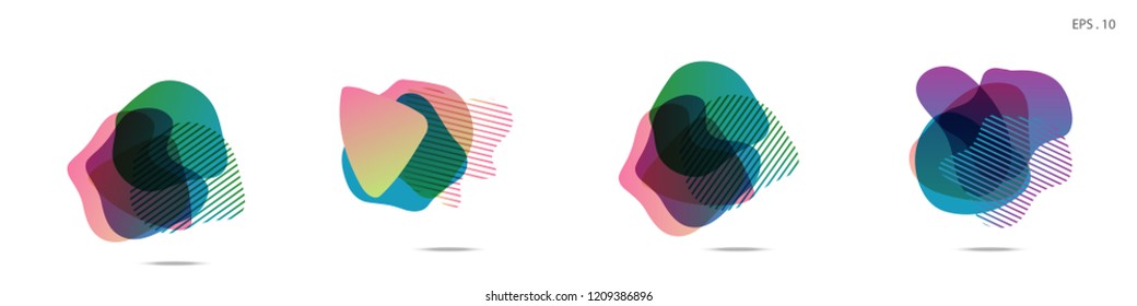Set of abstract modern graphic elements. Dynamical colored forms and line. Gradient abstract banners with flowing liquid shapes. Template for the design of a logo,flyer or presentation. Vector Fluid.