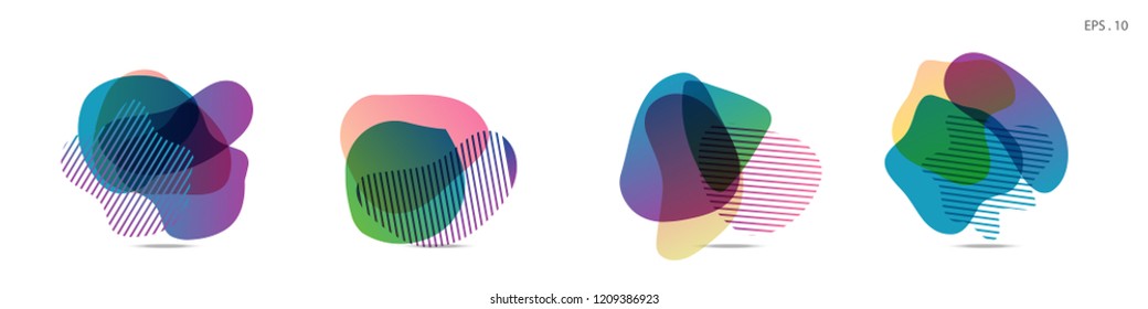 Set of abstract modern graphic elements. Dynamical colored forms and line. Gradient abstract banners with flowing liquid shapes. Template for the design of a logo,flyer or presentation. Vector Fluid.