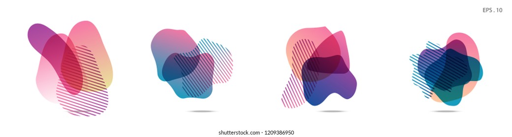 Set of abstract modern graphic elements. Dynamical colored forms and line. Gradient abstract banners with flowing liquid shapes. Template for the design of a logo,flyer or presentation. Vector Fluid.