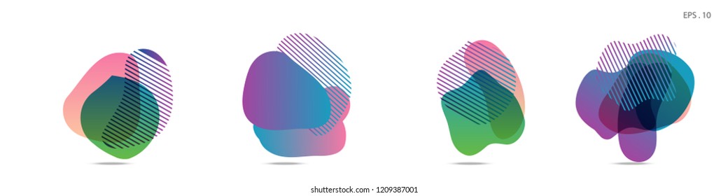 Set of abstract modern graphic elements. Dynamical colored forms and line. Gradient abstract banners with flowing liquid shapes. Template for the design of a logo,flyer or presentation. Vector Fluid.