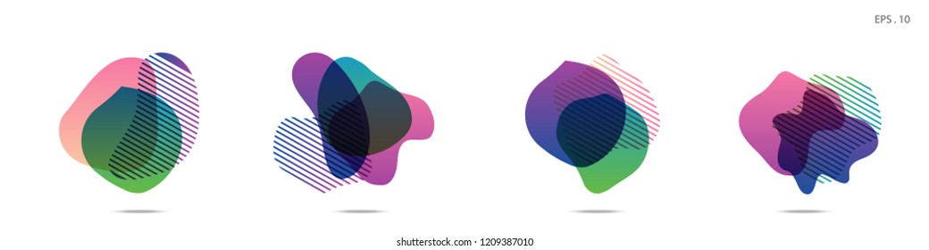 Set of abstract modern graphic elements. Dynamical colored forms and line. Gradient abstract banners with flowing liquid shapes. Template for the design of a logo,flyer or presentation. Vector Fluid.