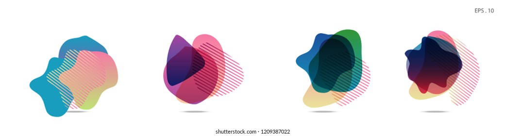 Set of abstract modern graphic elements. Dynamical colored forms and line. Gradient abstract banners with flowing liquid shapes. Template for the design of a logo,flyer or presentation. Vector Fluid.