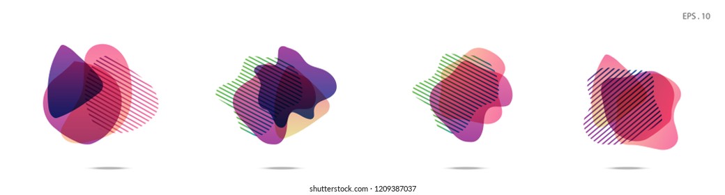 Set of abstract modern graphic elements. Dynamical colored forms and line. Gradient abstract banners with flowing liquid shapes. Template for the design of a logo,flyer or presentation. Vector Fluid.