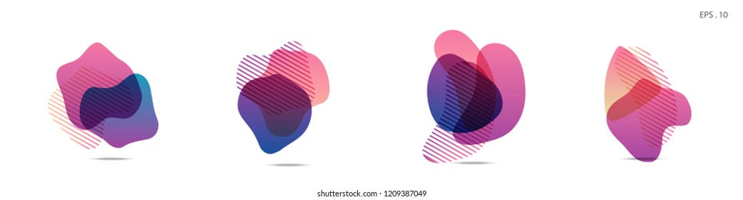 Set of abstract modern graphic elements. Dynamical colored forms and line. Gradient abstract banners with flowing liquid shapes. Template for the design of a logo,flyer or presentation. Vector Fluid.