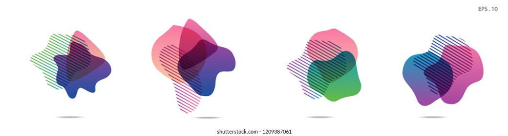 Set of abstract modern graphic elements. Dynamical colored forms and line. Gradient abstract banners with flowing liquid shapes. Template for the design of a logo,flyer or presentation. Vector Fluid.