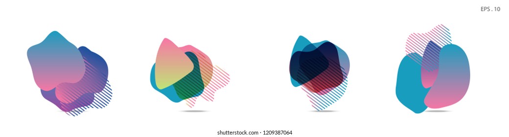 Set of abstract modern graphic elements. Dynamical colored forms and line. Gradient abstract banners with flowing liquid shapes. Template for the design of a logo,flyer or presentation. Vector Fluid.