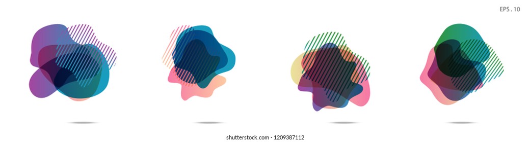 Set of abstract modern graphic elements. Dynamical colored forms and line. Gradient abstract banners with flowing liquid shapes. Template for the design of a logo,flyer or presentation. Vector Fluid.