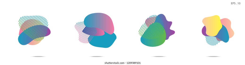 Set of abstract modern graphic elements. Dynamical colored forms and line. Gradient abstract banners with flowing liquid shapes. Template for the design of a logo,flyer or presentation. Vector Fluid.
