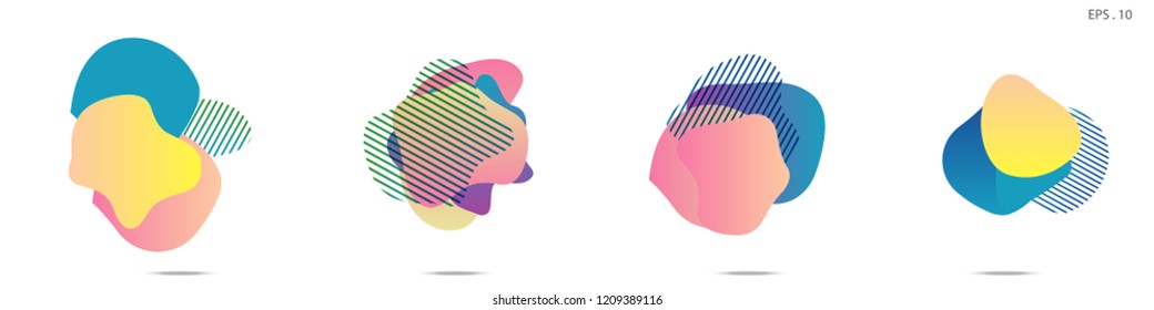 Set of abstract modern graphic elements. Dynamical colored forms and line. Gradient abstract banners with flowing liquid shapes. Template for the design of a logo,flyer or presentation. Vector Fluid.