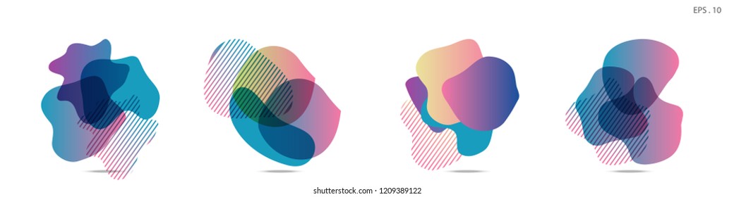 Set of abstract modern graphic elements. Dynamical colored forms and line. Gradient abstract banners with flowing liquid shapes. Template for the design of a logo,flyer or presentation. Vector Fluid.