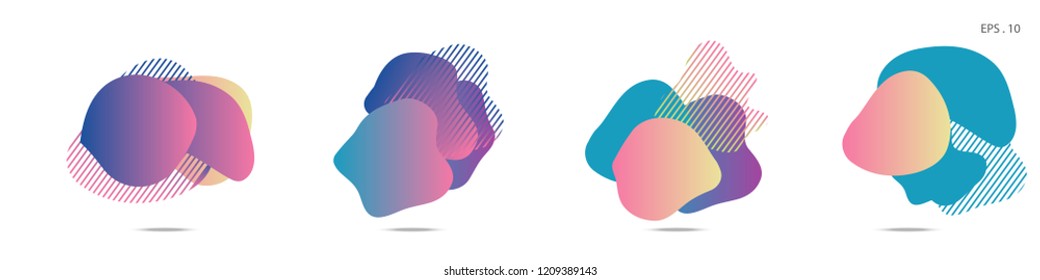 Set of abstract modern graphic elements. Dynamical colored forms and line. Gradient abstract banners with flowing liquid shapes. Template for the design of a logo,flyer or presentation. Vector Fluid.