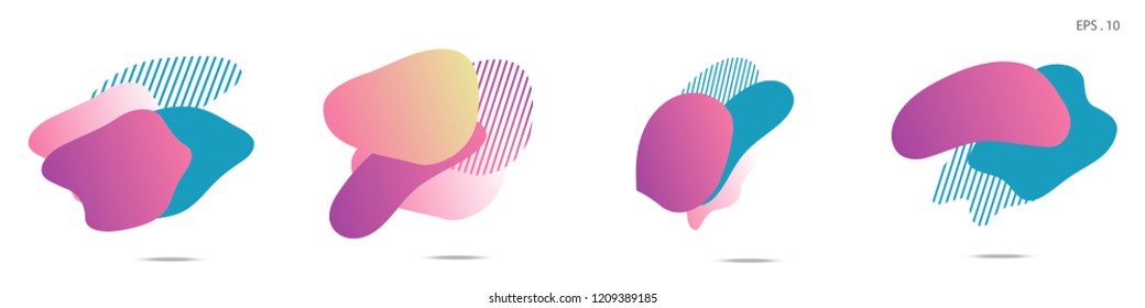 Set of abstract modern graphic elements. Dynamical colored forms and line. Gradient abstract banners with flowing liquid shapes. Template for the design of a logo,flyer or presentation. Vector Fluid.
