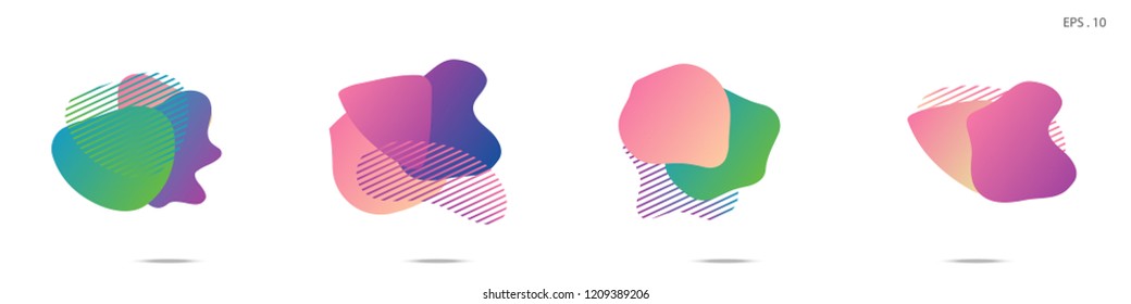 Set of abstract modern graphic elements. Dynamical colored forms and line. Gradient abstract banners with flowing liquid shapes. Template for the design of a logo,flyer or presentation. Vector Fluid.