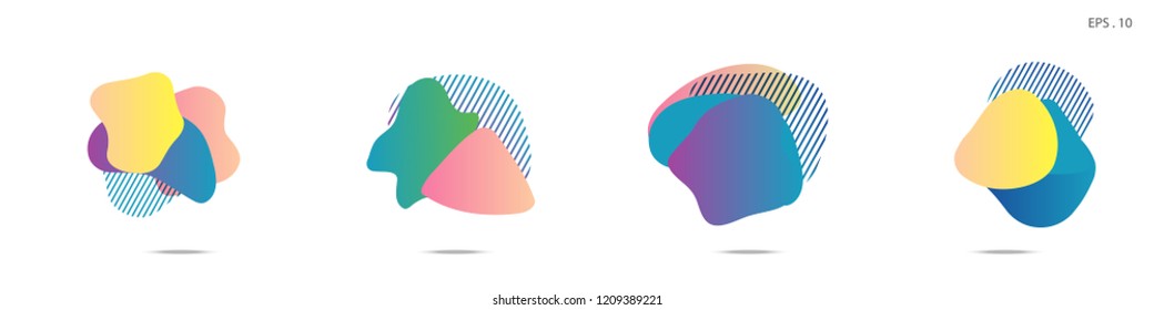 Set of abstract modern graphic elements. Dynamical colored forms and line. Gradient abstract banners with flowing liquid shapes. Template for the design of a logo,flyer or presentation. Vector Fluid.