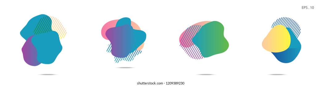Set of abstract modern graphic elements. Dynamical colored forms and line. Gradient abstract banners with flowing liquid shapes. Template for the design of a logo,flyer or presentation. Vector Fluid.
