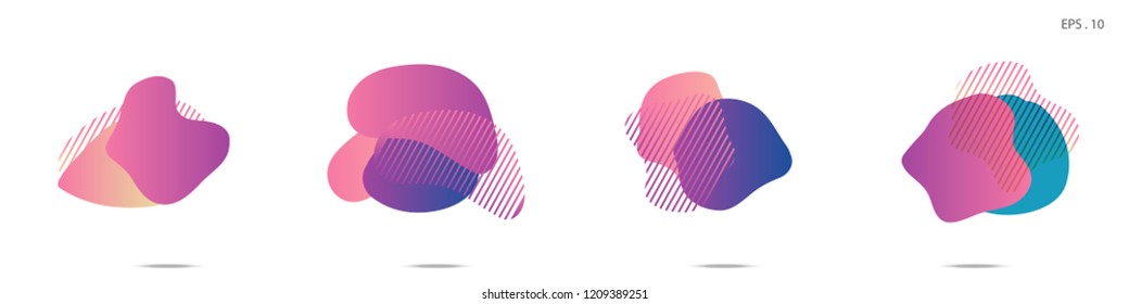 Set of abstract modern graphic elements. Dynamical colored forms and line. Gradient abstract banners with flowing liquid shapes. Template for the design of a logo,flyer or presentation. Vector Fluid.