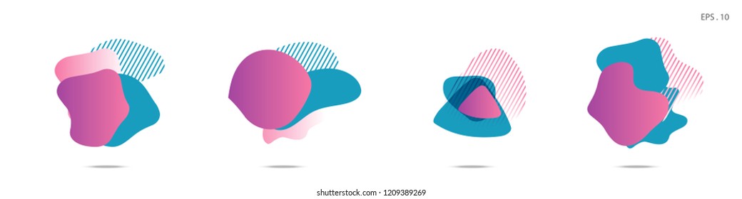 Set of abstract modern graphic elements. Dynamical colored forms and line. Gradient abstract banners with flowing liquid shapes. Template for the design of a logo,flyer or presentation. Vector Fluid.
