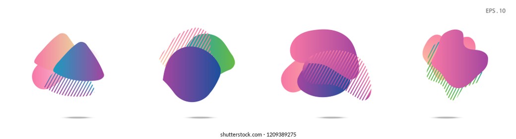 Set of abstract modern graphic elements. Dynamical colored forms and line. Gradient abstract banners with flowing liquid shapes. Template for the design of a logo,flyer or presentation. Vector Fluid.