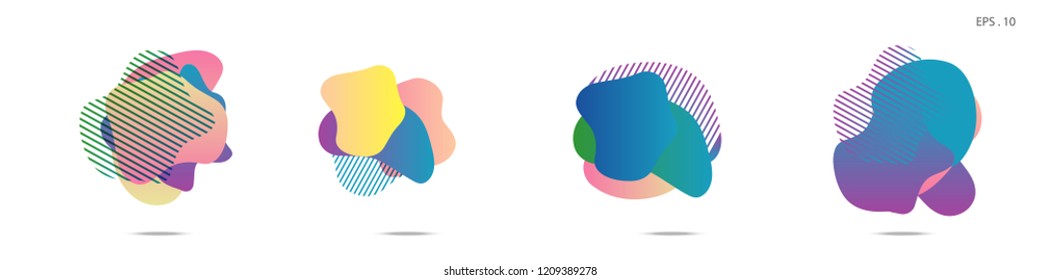 Set of abstract modern graphic elements. Dynamical colored forms and line. Gradient abstract banners with flowing liquid shapes. Template for the design of a logo,flyer or presentation. Vector Fluid.