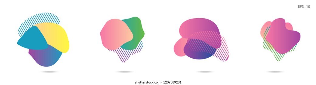 Set of abstract modern graphic elements. Dynamical colored forms and line. Gradient abstract banners with flowing liquid shapes. Template for the design of a logo,flyer or presentation. Vector Fluid.