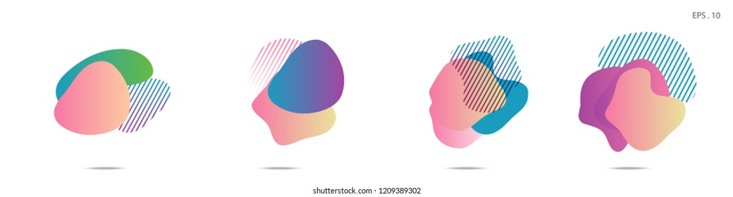 Set of abstract modern graphic elements. Dynamical colored forms and line. Gradient abstract banners with flowing liquid shapes. Template for the design of a logo,flyer or presentation. Vector Fluid.
