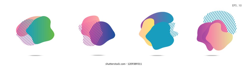 Set of abstract modern graphic elements. Dynamical colored forms and line. Gradient abstract banners with flowing liquid shapes. Template for the design of a logo,flyer or presentation. Vector Fluid.