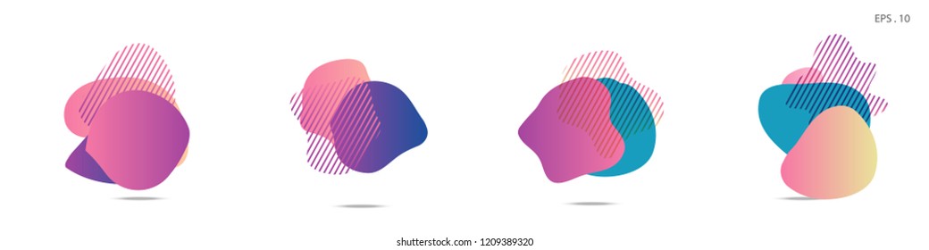 Set of abstract modern graphic elements. Dynamical colored forms and line. Gradient abstract banners with flowing liquid shapes. Template for the design of a logo,flyer or presentation. Vector Fluid.
