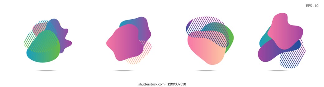 Set of abstract modern graphic elements. Dynamical colored forms and line. Gradient abstract banners with flowing liquid shapes. Template for the design of a logo,flyer or presentation. Vector Fluid.