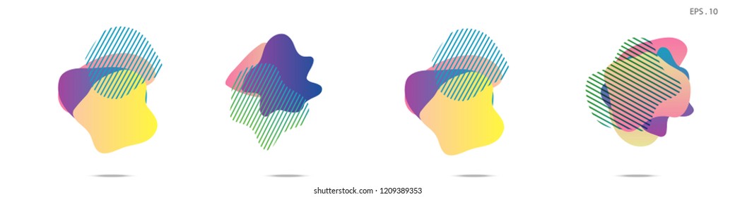 Set of abstract modern graphic elements. Dynamical colored forms and line. Gradient abstract banners with flowing liquid shapes. Template for the design of a logo,flyer or presentation. Vector Fluid.