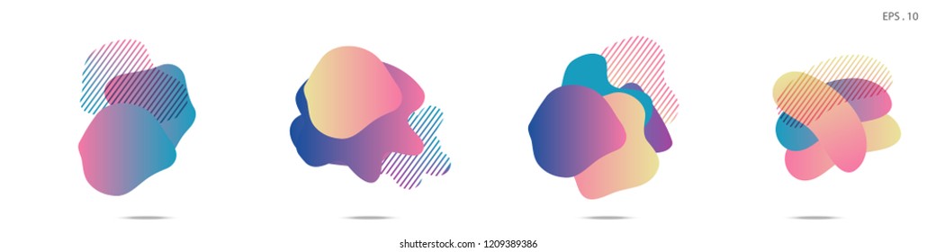 Set of abstract modern graphic elements. Dynamical colored forms and line. Gradient abstract banners with flowing liquid shapes. Template for the design of a logo,flyer or presentation. Vector Fluid.