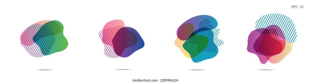 Set of abstract modern graphic elements. Dynamical colored forms and line. Gradient abstract banners with flowing liquid shapes. Template for the design of a logo,flyer or presentation. Vector Fluid.